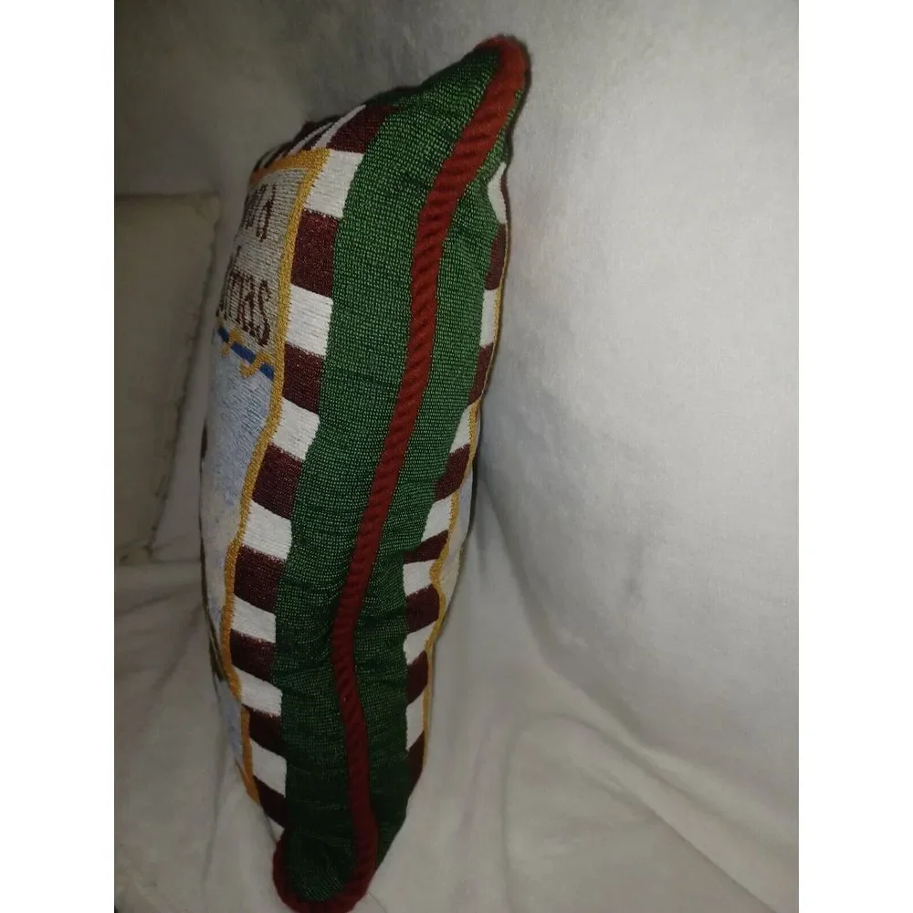 VTG‎ Square Merry Christmas Tapestry Reindeer Pillow Large Approx. 16x16